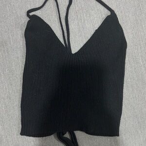 Black Ribbed Halter Top